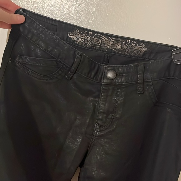 Express Size 6 Black Metallic Low Rise Jeans / Legging / Jeggings, Stella - Picture 9 of 12